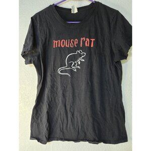 Mouse Rat Shirt Womens Large Black Parks and Recreation Band Graphic Tee Funny